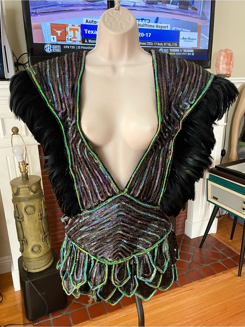 Professional Drag Queen Showgirl Feathers & Sequins Costume Project Piece